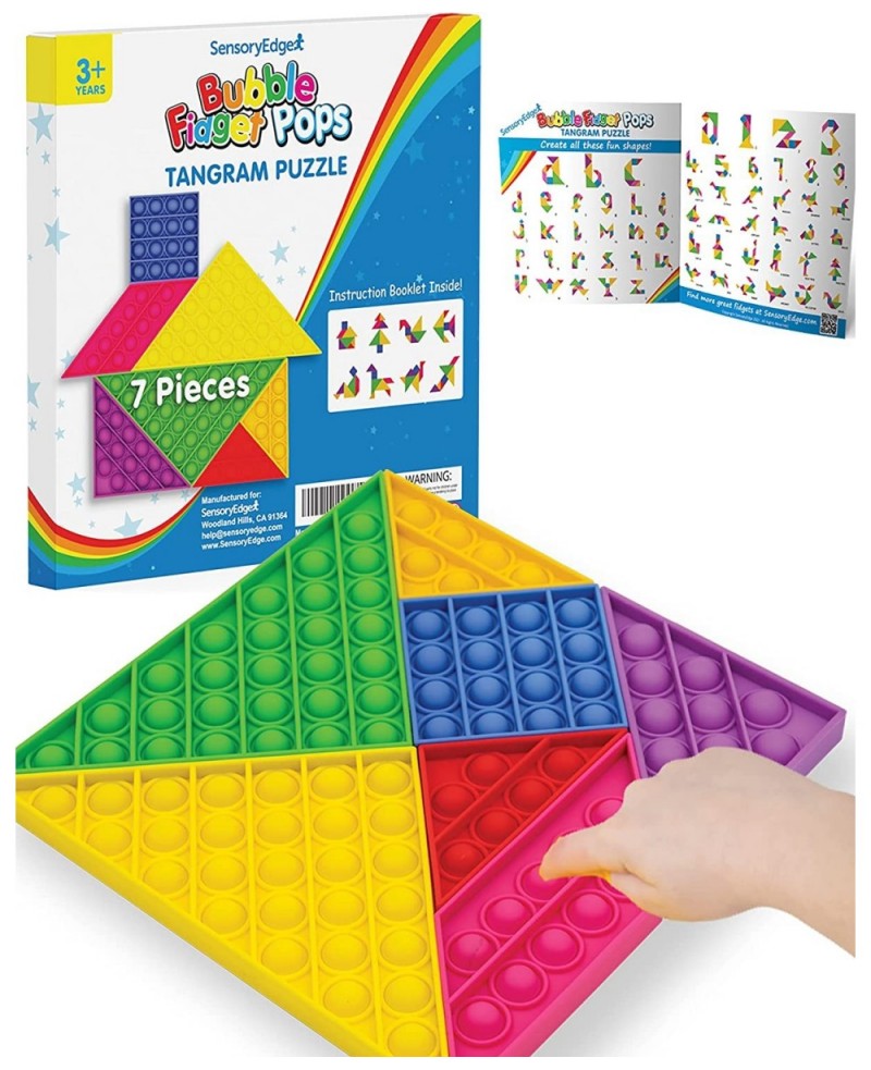 Tangram Educational Bubble Fidget Toy - Pattern Block Puzzle for Teaching in Classrooms and Home - Montessori Stem Toy $22.93...