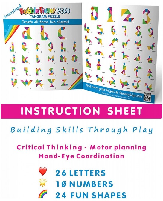 Tangram Educational Bubble Fidget Toy - Pattern Block Puzzle for Teaching in Classrooms and Home - Montessori Stem Toy $22.93...