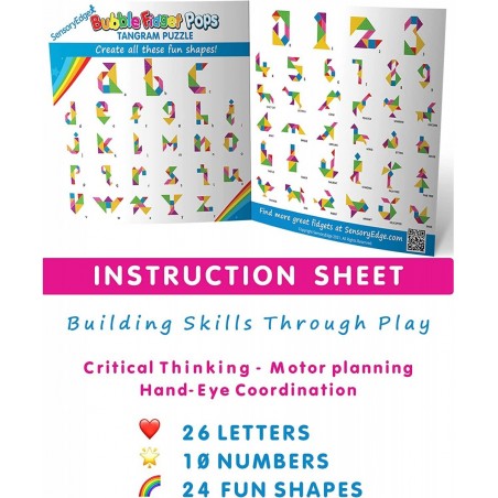 Tangram Educational Bubble Fidget Toy - Pattern Block Puzzle for Teaching in Classrooms and Home - Montessori Stem Toy $22.93...