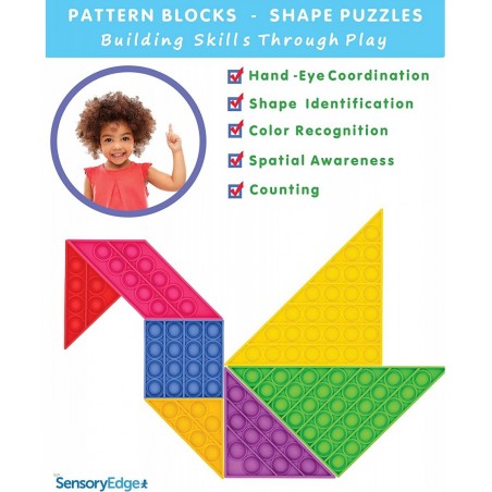 Tangram Educational Bubble Fidget Toy - Pattern Block Puzzle for Teaching in Classrooms and Home - Montessori Stem Toy $22.93...