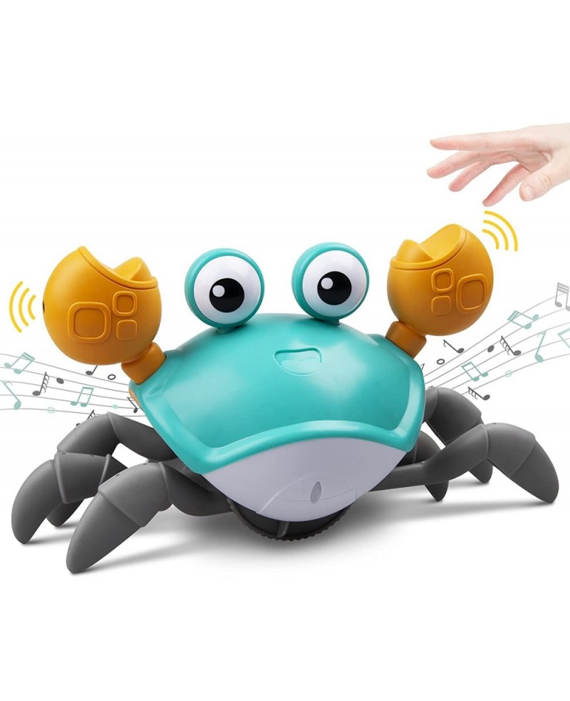 Green Crawling Crab Baby Toy with Music and LED Light Up for Kids Toddler Interactive Learning Development Toy with Automatic...