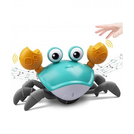 Green Crawling Crab Baby Toy with Music and LED Light Up for Kids Toddler Interactive Learning Development Toy with Automatic...