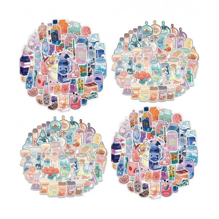 Cute Drink Scrapbook Stickers for Girls 100 Pack Laptop Vinyl Water Bottles Kawaii Japanese Skateboard Stickers-Graffiti Stic...