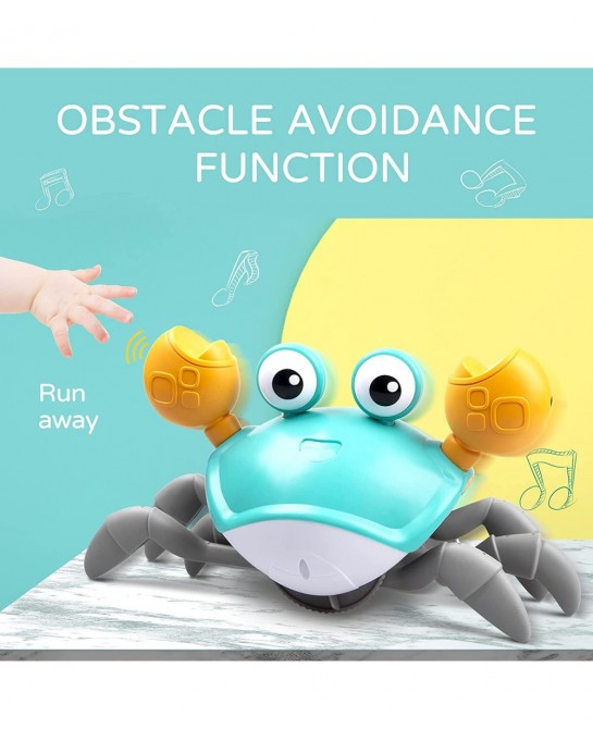 Green Crawling Crab Baby Toy with Music and LED Light Up for Kids Toddler Interactive Learning Development Toy with Automatic...