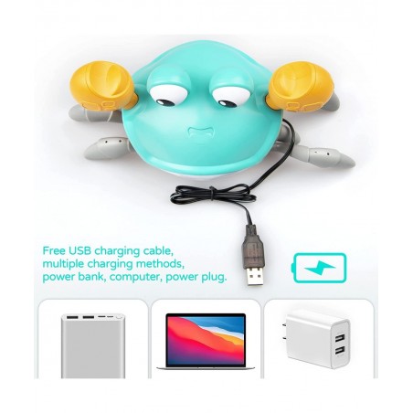 Green Crawling Crab Baby Toy with Music and LED Light Up for Kids Toddler Interactive Learning Development Toy with Automatic...
