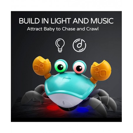Green Crawling Crab Baby Toy with Music and LED Light Up for Kids Toddler Interactive Learning Development Toy with Automatic...