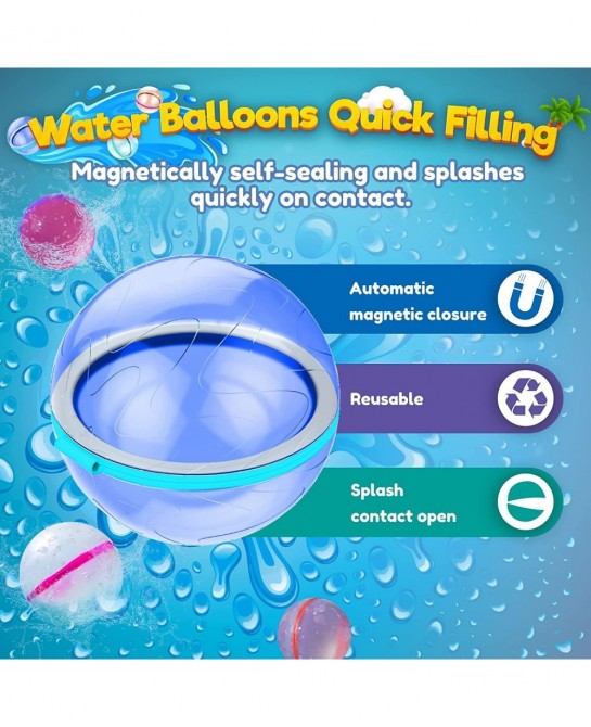 Reusable Water Bomb Reusable Water Balloons Self Sealing Quick Fill Novel Soft Silicone Water Bombs Toy Fastest Filling Water...