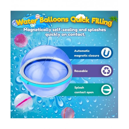 Reusable Water Bomb Reusable Water Balloons Self Sealing Quick Fill Novel Soft Silicone Water Bombs Toy Fastest Filling Water...