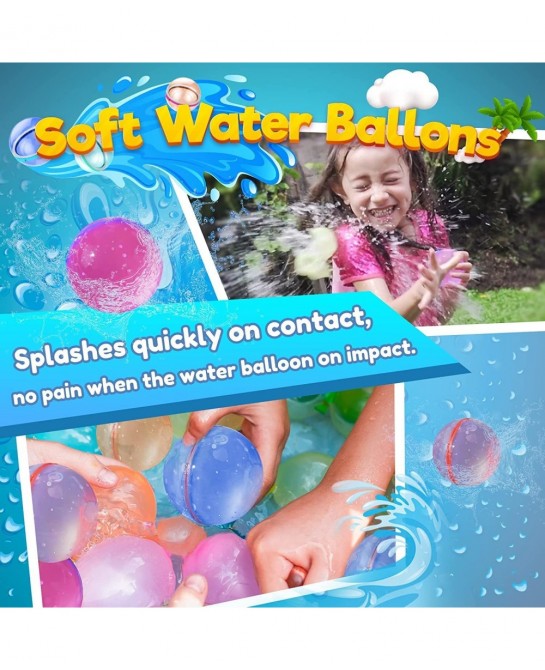 Reusable Water Bomb Reusable Water Balloons Self Sealing Quick Fill Novel Soft Silicone Water Bombs Toy Fastest Filling Water...