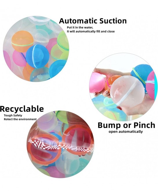 Reusable Water Bomb Reusable Water Balloons Self Sealing Quick Fill Novel Soft Silicone Water Bombs Toy Fastest Filling Water...