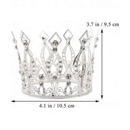 Crown Cake Topper Rhinestone Crystal Handmade Tiara Cake Decoration for Baby Shower Birthday Wedding Party Favors (Silver) $2...