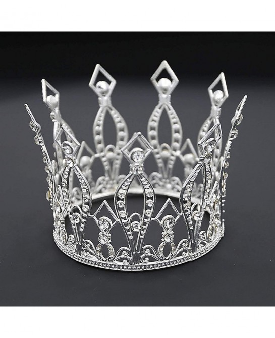Crown Cake Topper Rhinestone Crystal Handmade Tiara Cake Decoration for Baby Shower Birthday Wedding Party Favors (Silver) $2...