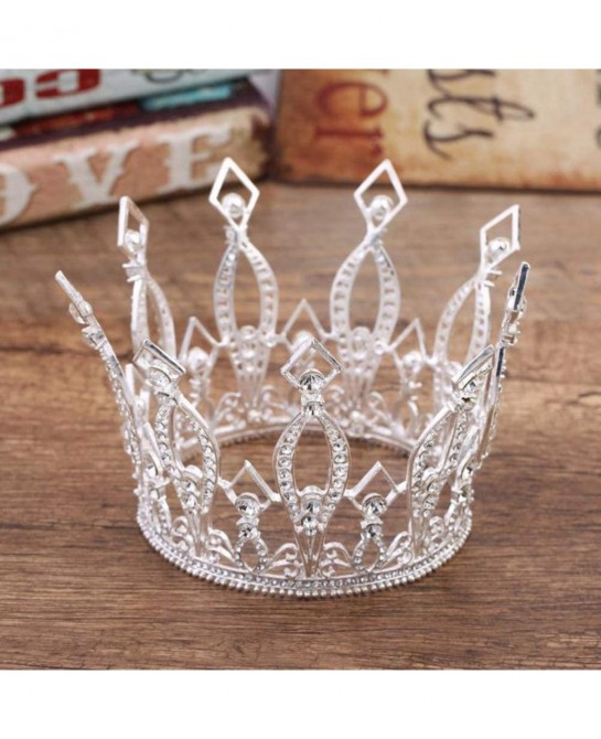 Crown Cake Topper Rhinestone Crystal Handmade Tiara Cake Decoration for Baby Shower Birthday Wedding Party Favors (Silver) $2...