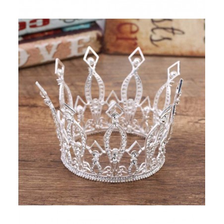 Crown Cake Topper Rhinestone Crystal Handmade Tiara Cake Decoration for Baby Shower Birthday Wedding Party Favors (Silver) $2...