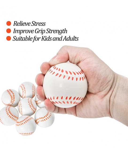 Baseball Party Favors Mini Foam Sport Balls 12 Pcs Baseball Stress Balls Prefect for Adults Kids Anxiety Relieve Pressure Squ...