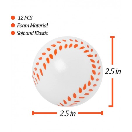 Baseball Party Favors Mini Foam Sport Balls 12 Pcs Baseball Stress Balls Prefect for Adults Kids Anxiety Relieve Pressure Squ...