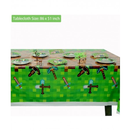 Pixel Birthday Party Supplies Decorations Pixel Party Plates Napkins Tablecloth Set for Boys Video Games Pixel Party Decor fo...