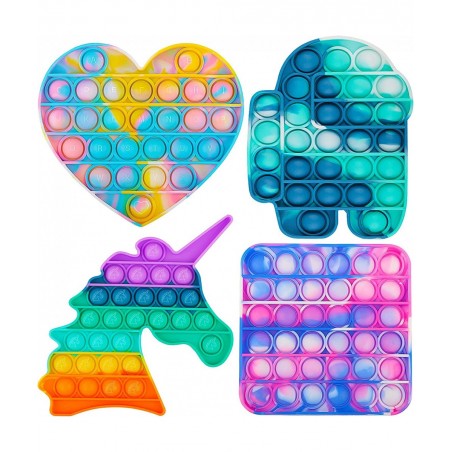 Pop Fidget Toy Push Bubble Pop Fidget Toy 4 Pack Silicone Sensory Toys Autism Learning Materials for Anxiety & Stress Relief ...