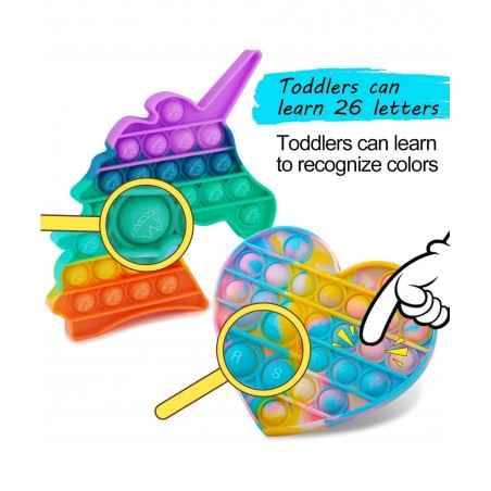 Pop Fidget Toy Push Bubble Pop Fidget Toy 4 Pack Silicone Sensory Toys Autism Learning Materials for Anxiety & Stress Relief ...
