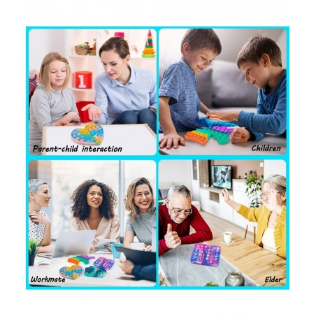 Pop Fidget Toy Push Bubble Pop Fidget Toy 4 Pack Silicone Sensory Toys Autism Learning Materials for Anxiety & Stress Relief ...