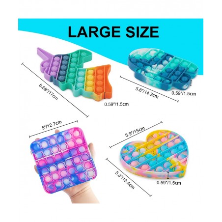 Pop Fidget Toy Push Bubble Pop Fidget Toy 4 Pack Silicone Sensory Toys Autism Learning Materials for Anxiety & Stress Relief ...