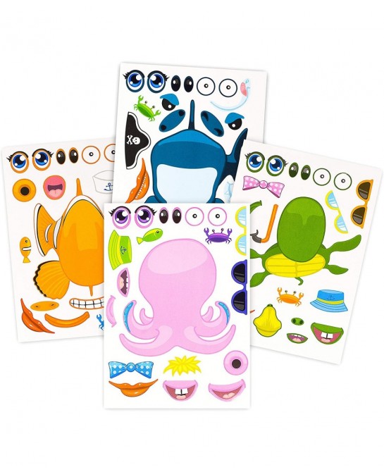 24 Pack Make-A-Sea Sticker Sheets - Stickers of All Your Kids Favorite Sea Life - Fun Craft Project for Children - Perfect Bi...