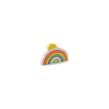 Rainbow Tunnel - 7 Pcs Beautiful Wooden Rainbow Stacker - Colorful Rainbow Stacking Toy - Size and Color Recognition - Cognit...