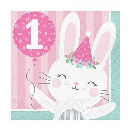 Party Supplies Bunny Party 1St Birthday Napkins Napkin Lunch Multicolor 6.5" 16ct $13.02 Kids' Party Tableware