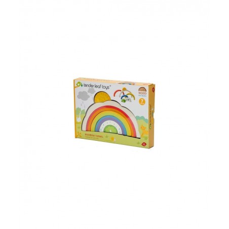 Rainbow Tunnel - 7 Pcs Beautiful Wooden Rainbow Stacker - Colorful Rainbow Stacking Toy - Size and Color Recognition - Cognit...
