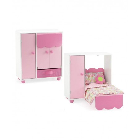Doll Clothes Space Saving Murphy 18 inch Doll Bed Furniture Closet Toy Gift Set for Kids Girls - 5 Hangers and Doll Clothes S...