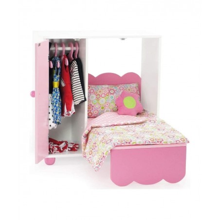 Doll Clothes Space Saving Murphy 18 inch Doll Bed Furniture Closet Toy Gift Set for Kids Girls - 5 Hangers and Doll Clothes S...