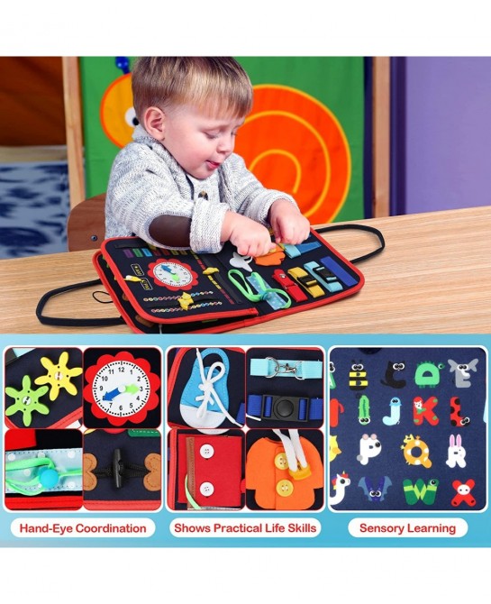 Busy Board for Toddlers Montessori Toys Developing Sensory Activity Book Preschool Learning Activities Early Educational Toy ...