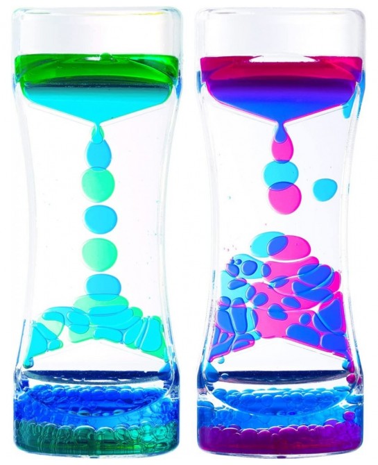 Liquid Motion Bubbler 2 Pack Ideal Sensory Toy for Kids and Adults Calming Relaxing Colorful Liquid Hourglass Fidget Toys wit...