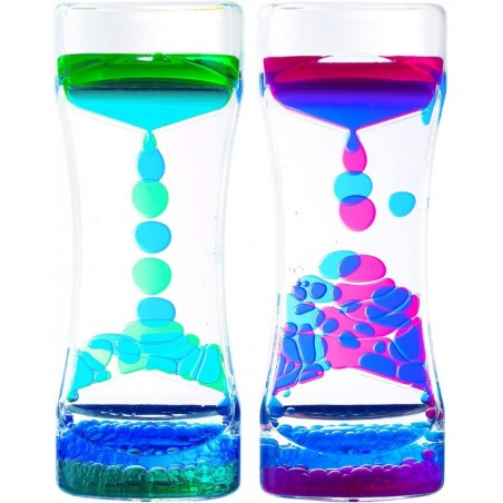 Liquid Motion Bubbler 2 Pack Ideal Sensory Toy for Kids and Adults Calming Relaxing Colorful Liquid Hourglass Fidget Toys wit...