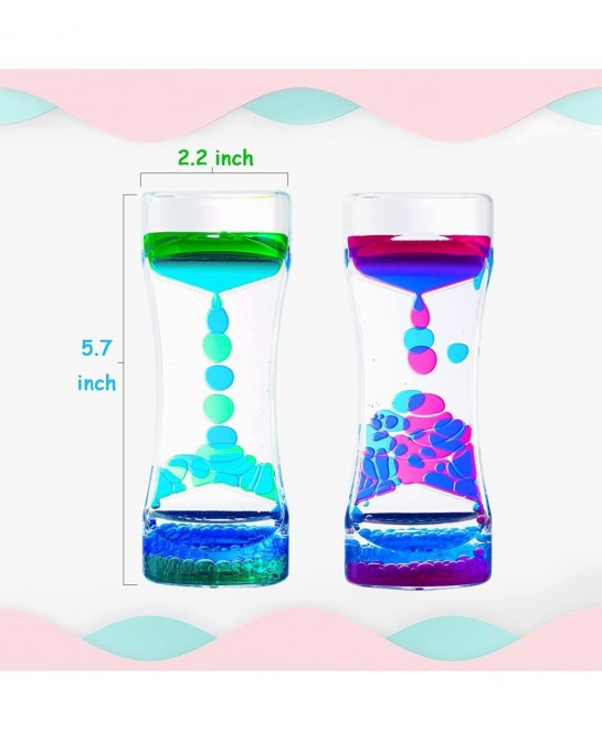 Liquid Motion Bubbler 2 Pack Ideal Sensory Toy for Kids and Adults Calming Relaxing Colorful Liquid Hourglass Fidget Toys wit...