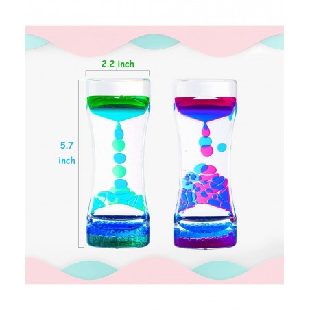 Liquid Motion Bubbler 2 Pack Ideal Sensory Toy for Kids and Adults Calming Relaxing Colorful Liquid Hourglass Fidget Toys wit...
