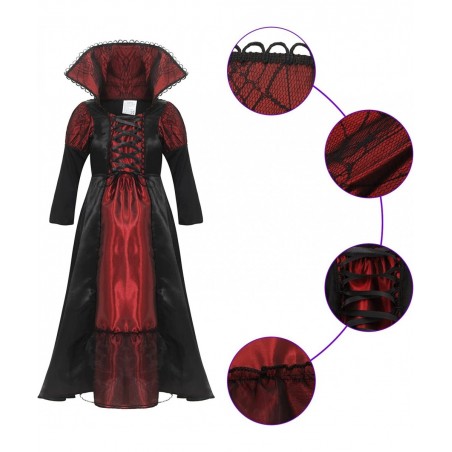 Vampire Costume for Girls Kids Halloween Costumes Role Playing Dress Up Party Cosplay Clothing $39.23 Kids' Costumes