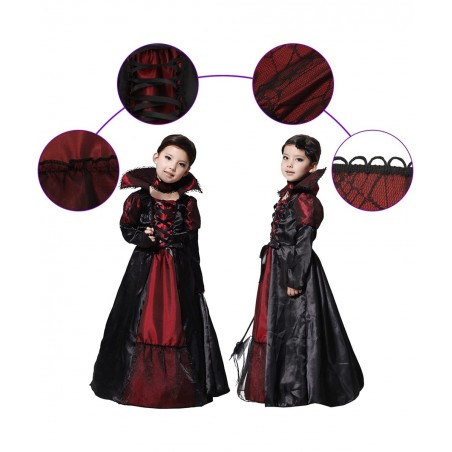 Vampire Costume for Girls Kids Halloween Costumes Role Playing Dress Up Party Cosplay Clothing $39.23 Kids' Costumes
