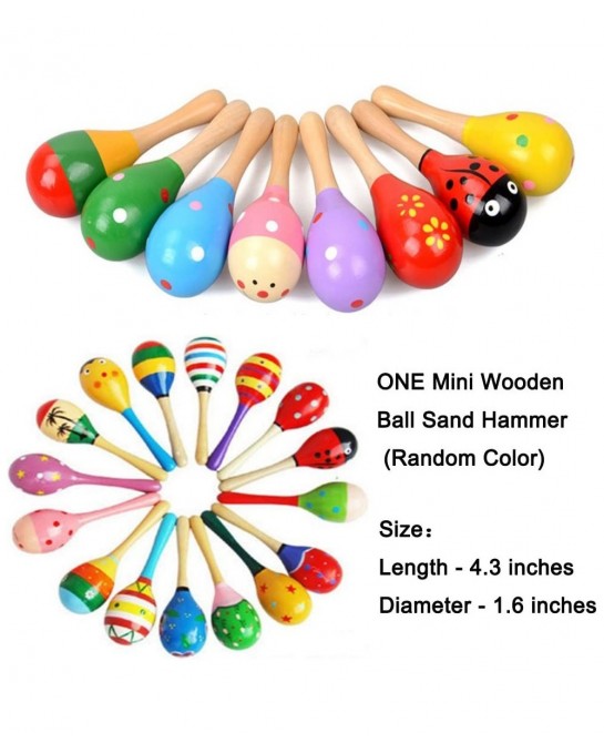 Set of 6 - 5PCS Adorable Wooden Egg Maracas Musical Colorful Percussion Easter Egg Shakers(Assorted Color) & 1 PCS Mini Woode...