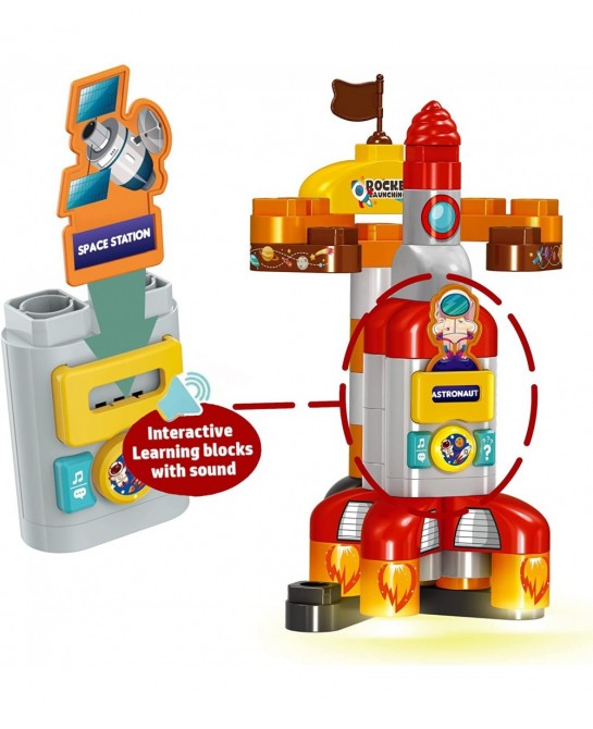 Space Interactive Toys for 1+ Year Old - Bulding Mega Blocks for Toddlers 1-3 with Intelligent Interactive Moduls - Space Roc...