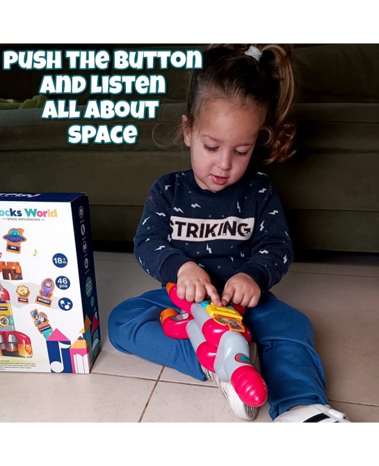 Space Interactive Toys for 1+ Year Old - Bulding Mega Blocks for Toddlers 1-3 with Intelligent Interactive Moduls - Space Roc...