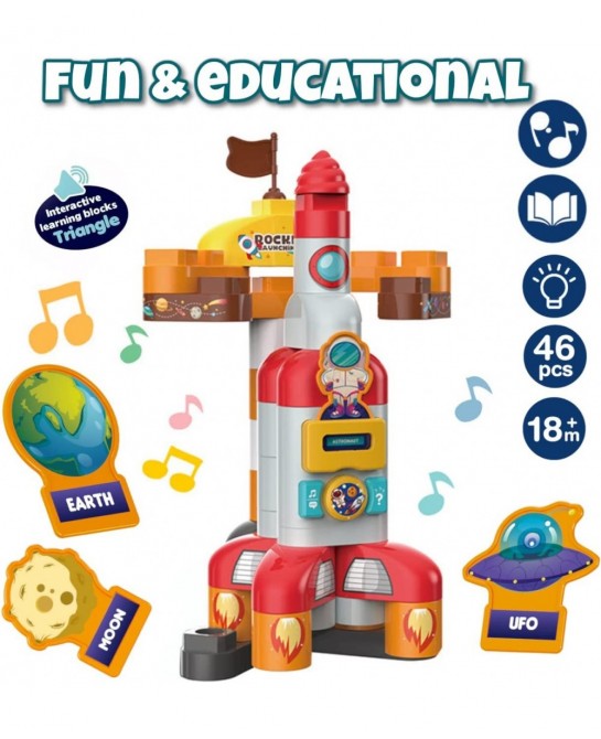 Space Interactive Toys for 1+ Year Old - Bulding Mega Blocks for Toddlers 1-3 with Intelligent Interactive Moduls - Space Roc...
