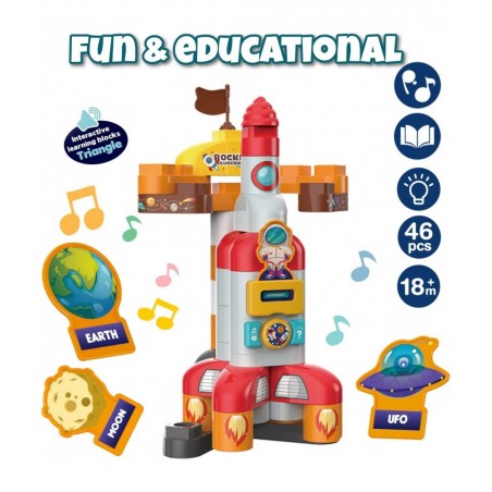 Space Interactive Toys for 1+ Year Old - Bulding Mega Blocks for Toddlers 1-3 with Intelligent Interactive Moduls - Space Roc...