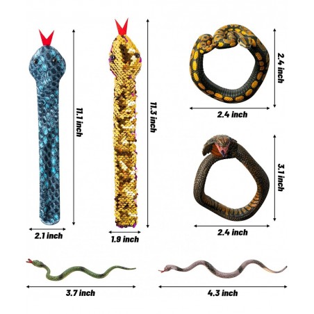 18PCS Snake Snap Bracelet Slap Toy Reptile Sequin Slap Bracelets for Kids Boys Girls Simulation Animals Wristband Headbands R...