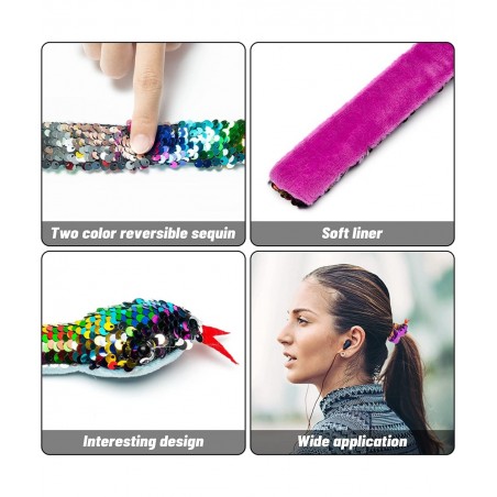18PCS Snake Snap Bracelet Slap Toy Reptile Sequin Slap Bracelets for Kids Boys Girls Simulation Animals Wristband Headbands R...