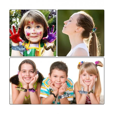 18PCS Snake Snap Bracelet Slap Toy Reptile Sequin Slap Bracelets for Kids Boys Girls Simulation Animals Wristband Headbands R...
