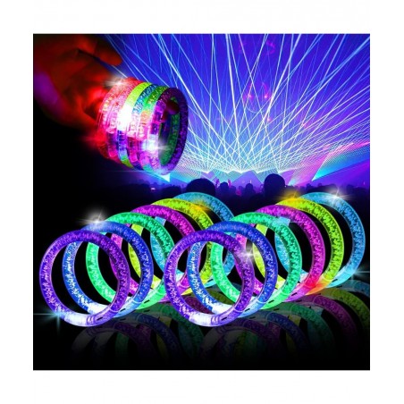 100 Pieces LED Glow Bracelets Set Neon Glow In The Dark Party Supplies Light Up Party Favors Gifts for Kids Adults Glow Acces...