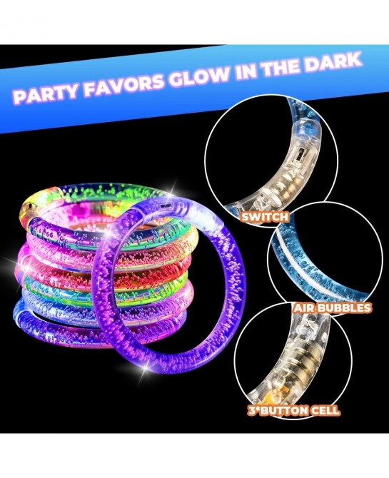 100 Pieces LED Glow Bracelets Set Neon Glow In The Dark Party Supplies Light Up Party Favors Gifts for Kids Adults Glow Acces...