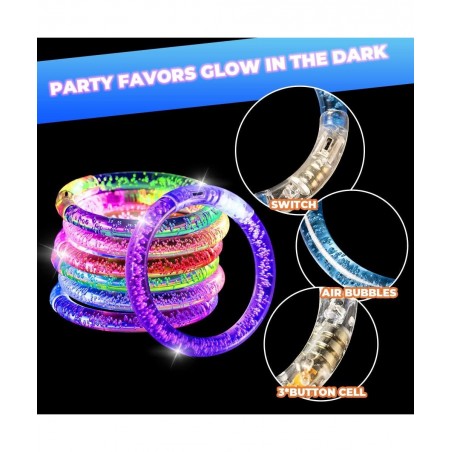 100 Pieces LED Glow Bracelets Set Neon Glow In The Dark Party Supplies Light Up Party Favors Gifts for Kids Adults Glow Acces...
