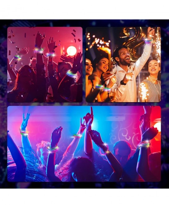 100 Pieces LED Glow Bracelets Set Neon Glow In The Dark Party Supplies Light Up Party Favors Gifts for Kids Adults Glow Acces...
